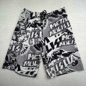 Metal Mulisha RARE Y2K men size 32 Graphic Board Shorts Black White Gray
